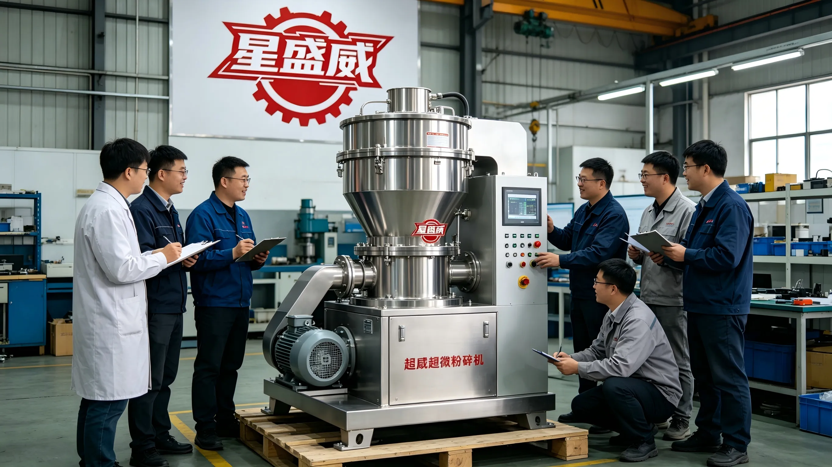 En gruppe købere fra flere regioner i Jiangsu, Shandong og Hebei besøgte Xingshengwei Machinery Factory for at udføre test på stedet og færdiggøre indkøbsplanen for Ultra Pulverizer